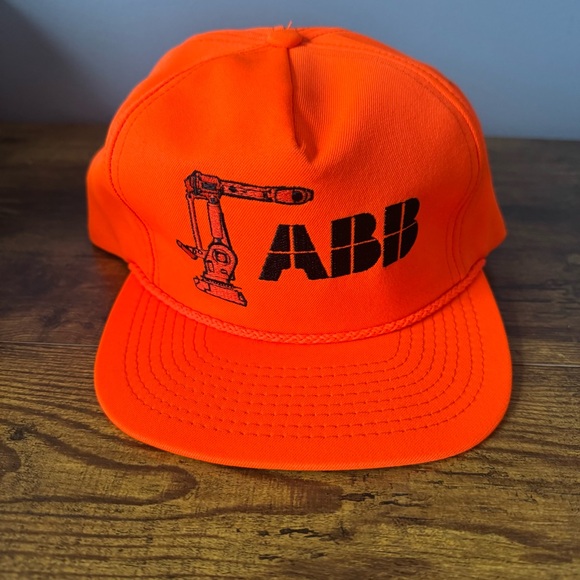ABB Robotics Orange Snapback Hat Made in USA by Outdoor Cap NWOT